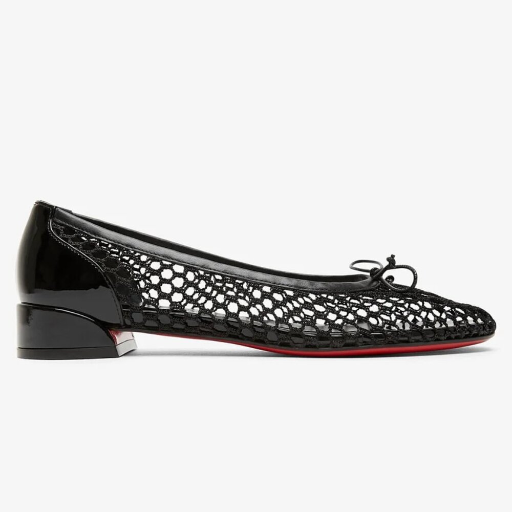 Christian Louboutin SWEETIE JANE MESH FLAT Patent Ballerina Ballet Shoes